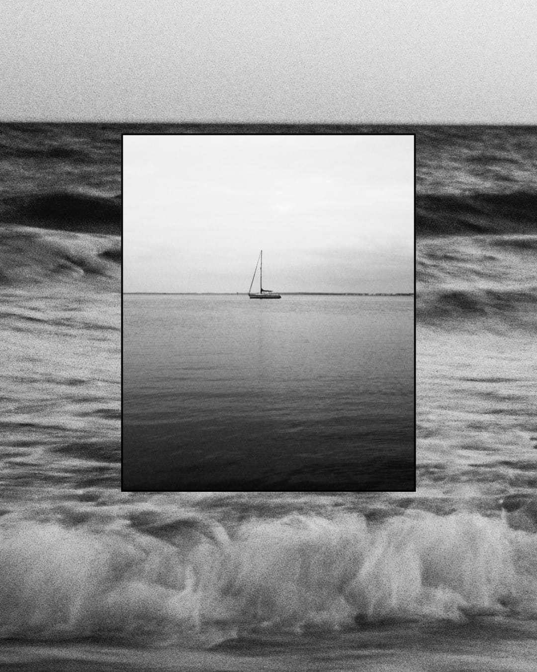 Film photograph of sailboats drifting peacefully on calm water along the Crystal Coast, North Carolina.