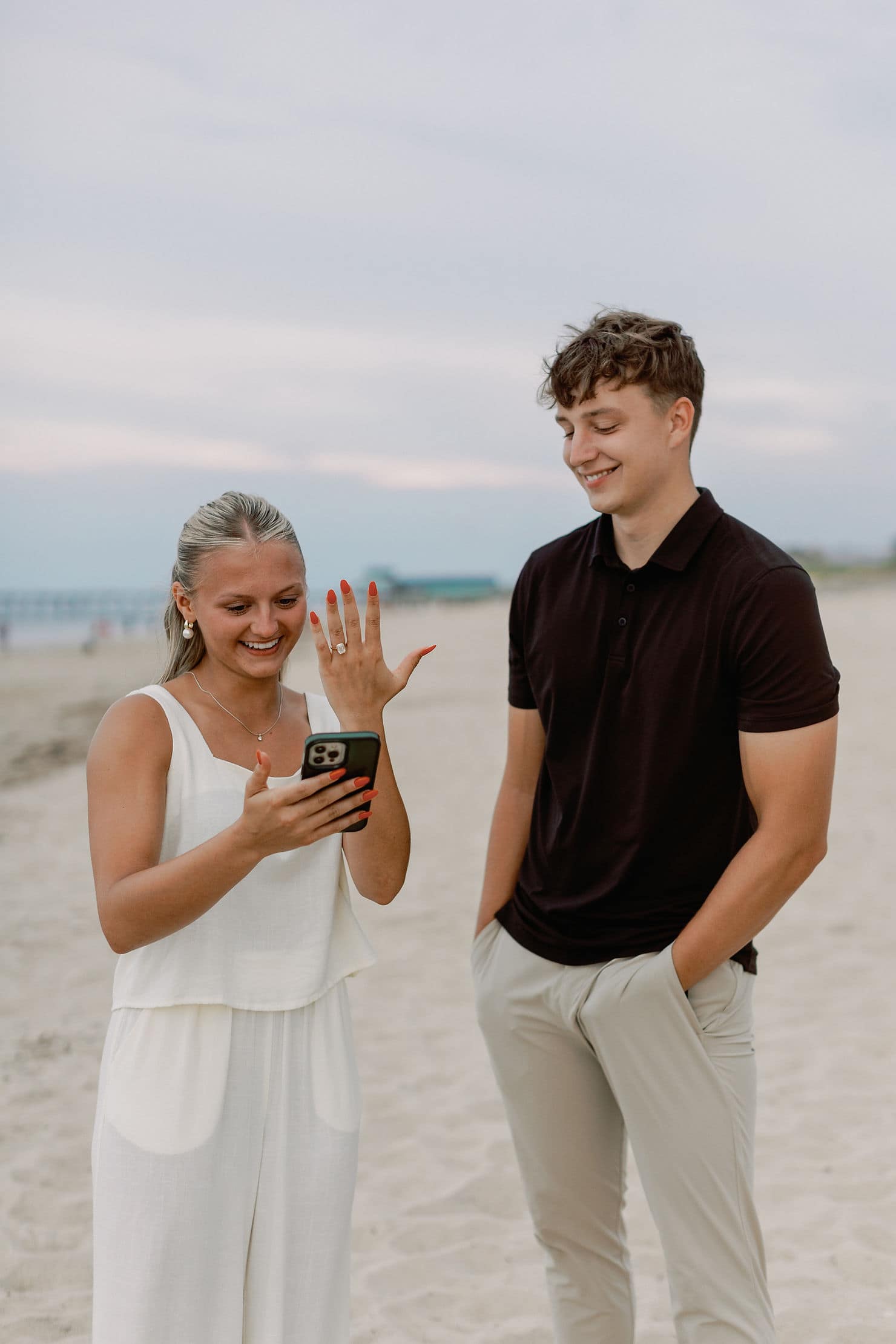 Sunset beach proposal photographer