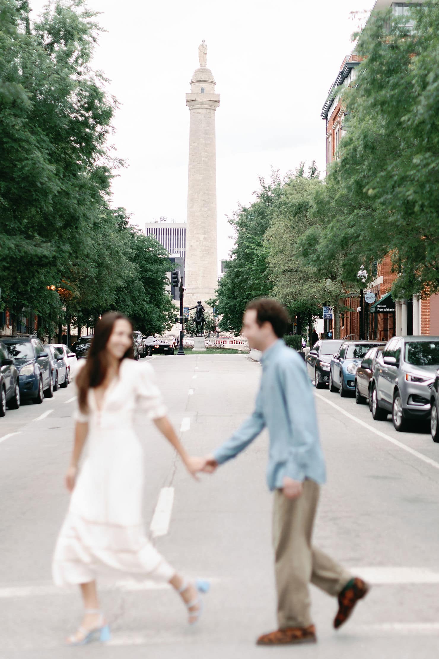 Mt Vernon Baltimore Engagement Photos at the Washington Monument