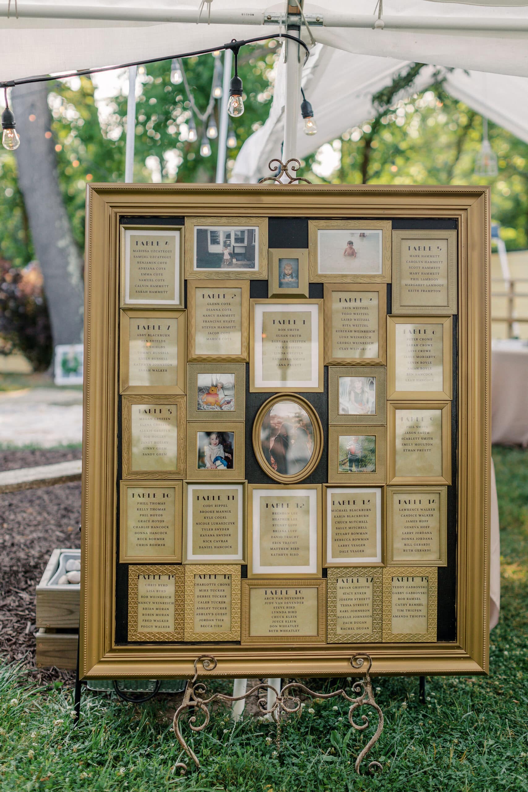 A DIY wedding table name and numbers idea for a backyard garden wedding