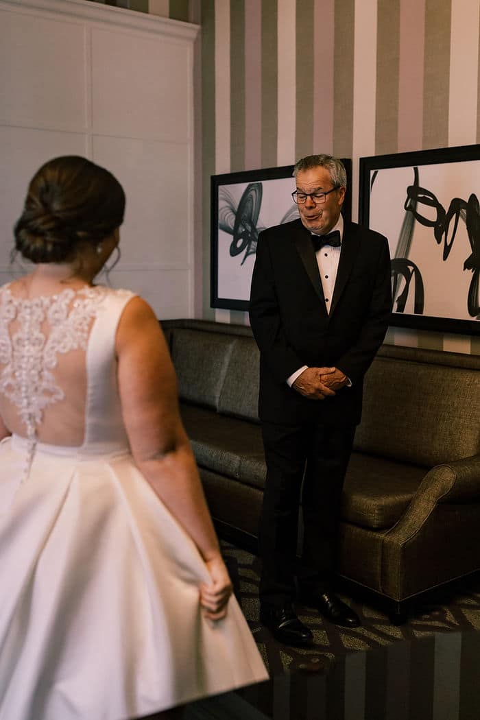 A first look with the father at this classy and refined wedding in Washington DC