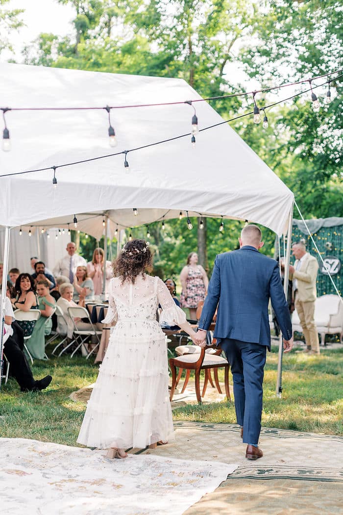 a backyard wedding celebration in woodbine maryland with film style photographs