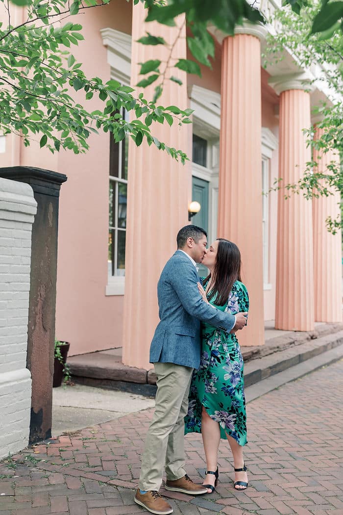 A romantic summer engagement session in Old Town Alexandria