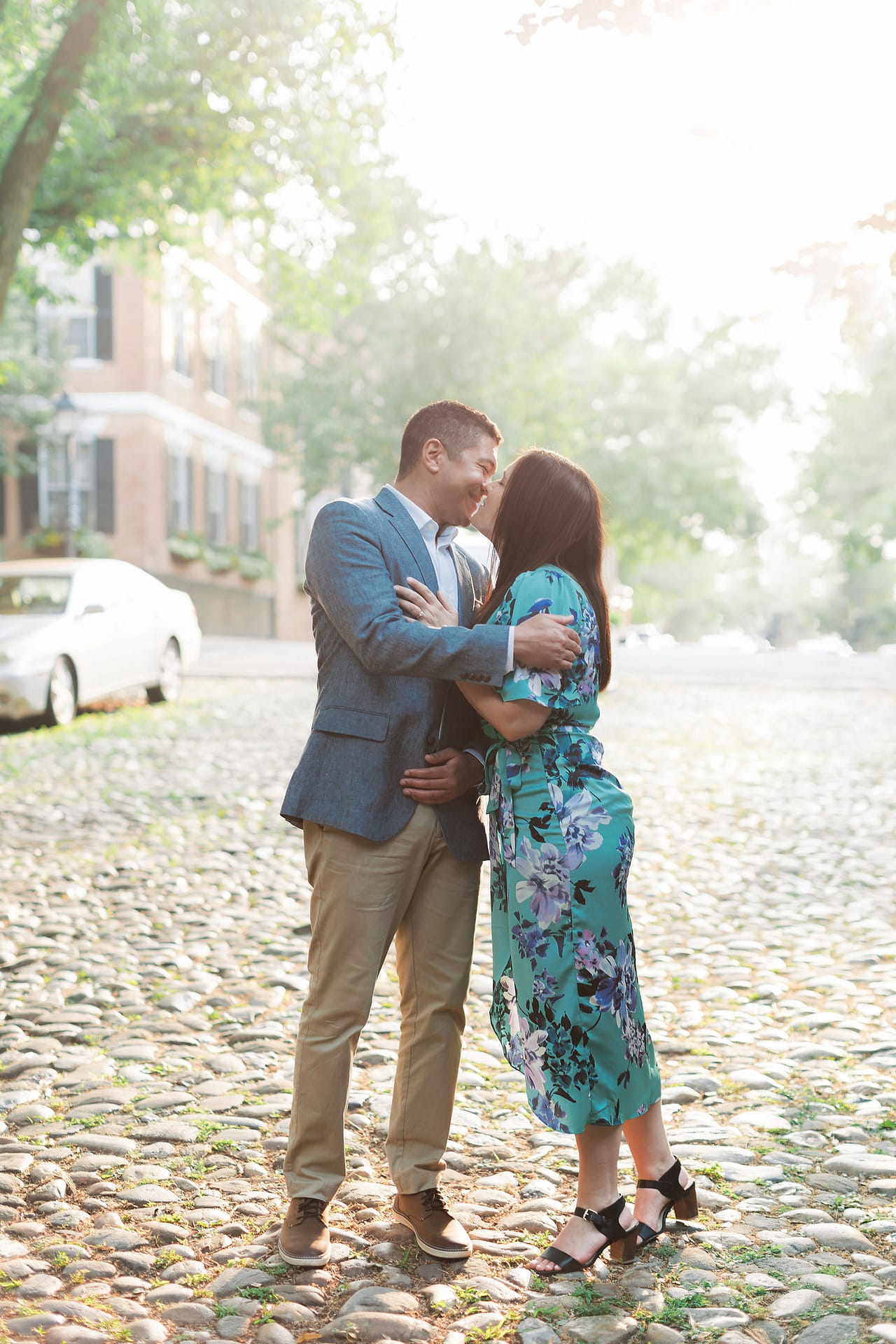 cobblestone engagement pictures in Old Town Alexandria Virginia 