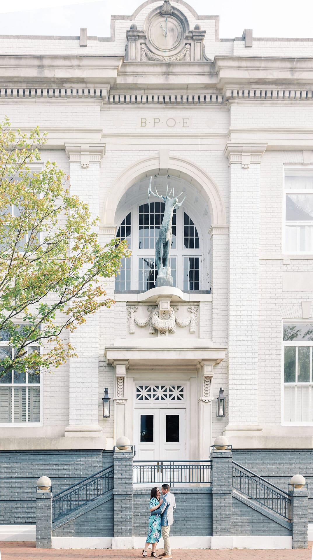A sunset engagement session photographed in Old Town Alexandria, Va on the quaint downtown cobblestone streets