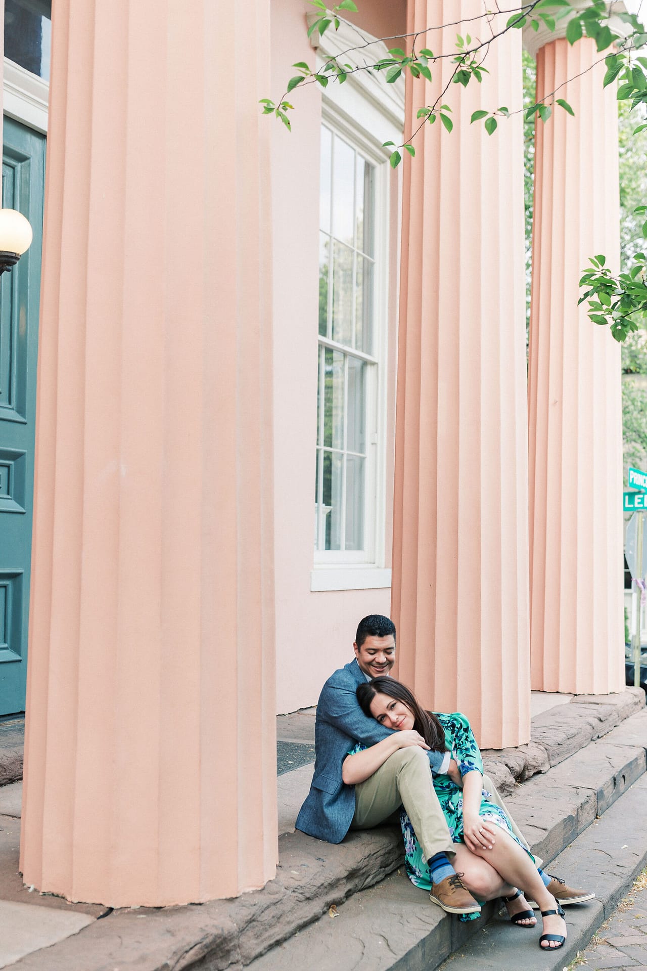 A summer sunset engagement session in Old Town Alexandria