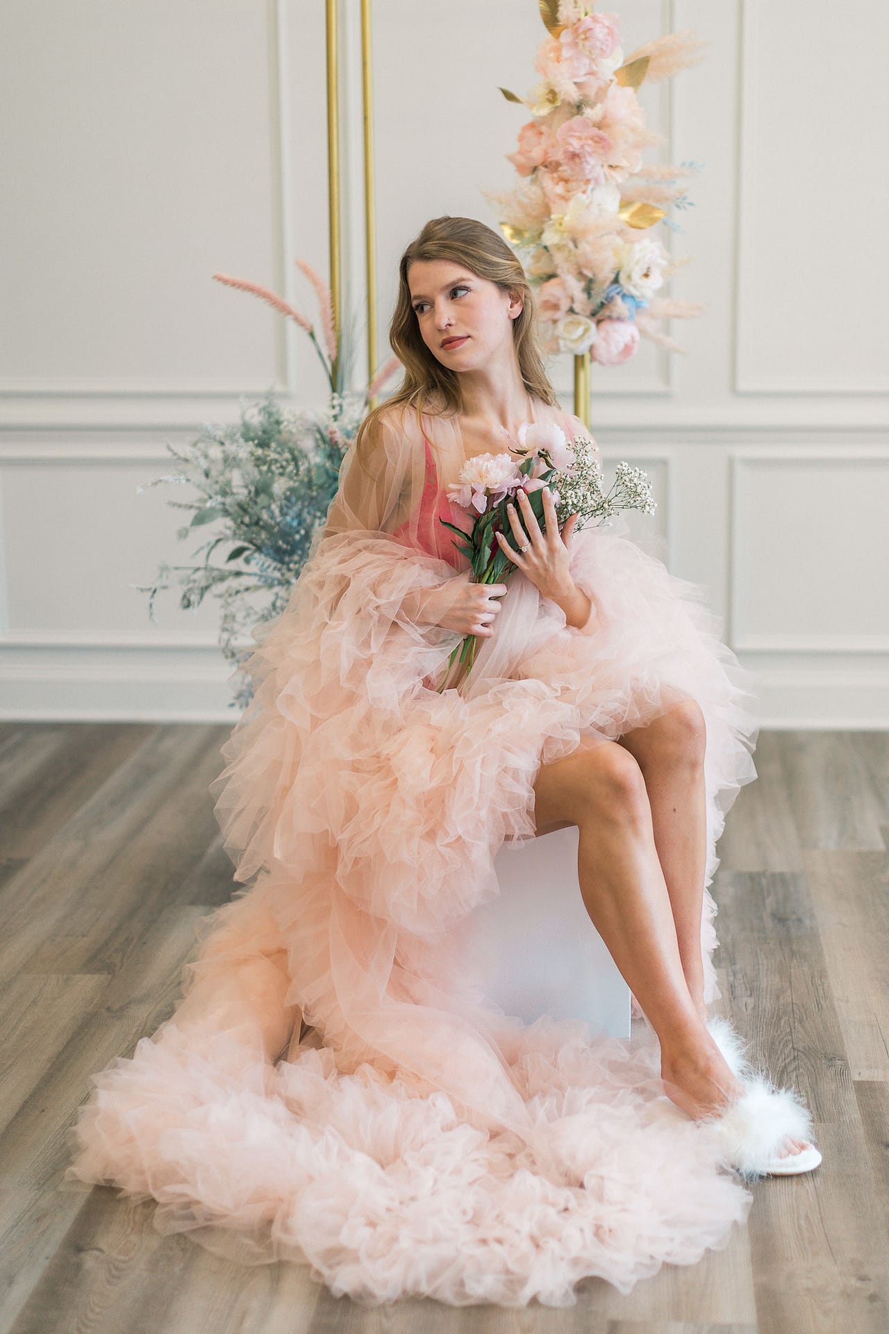 Gorgeous bridal robe for getting ready portraits for bride to be