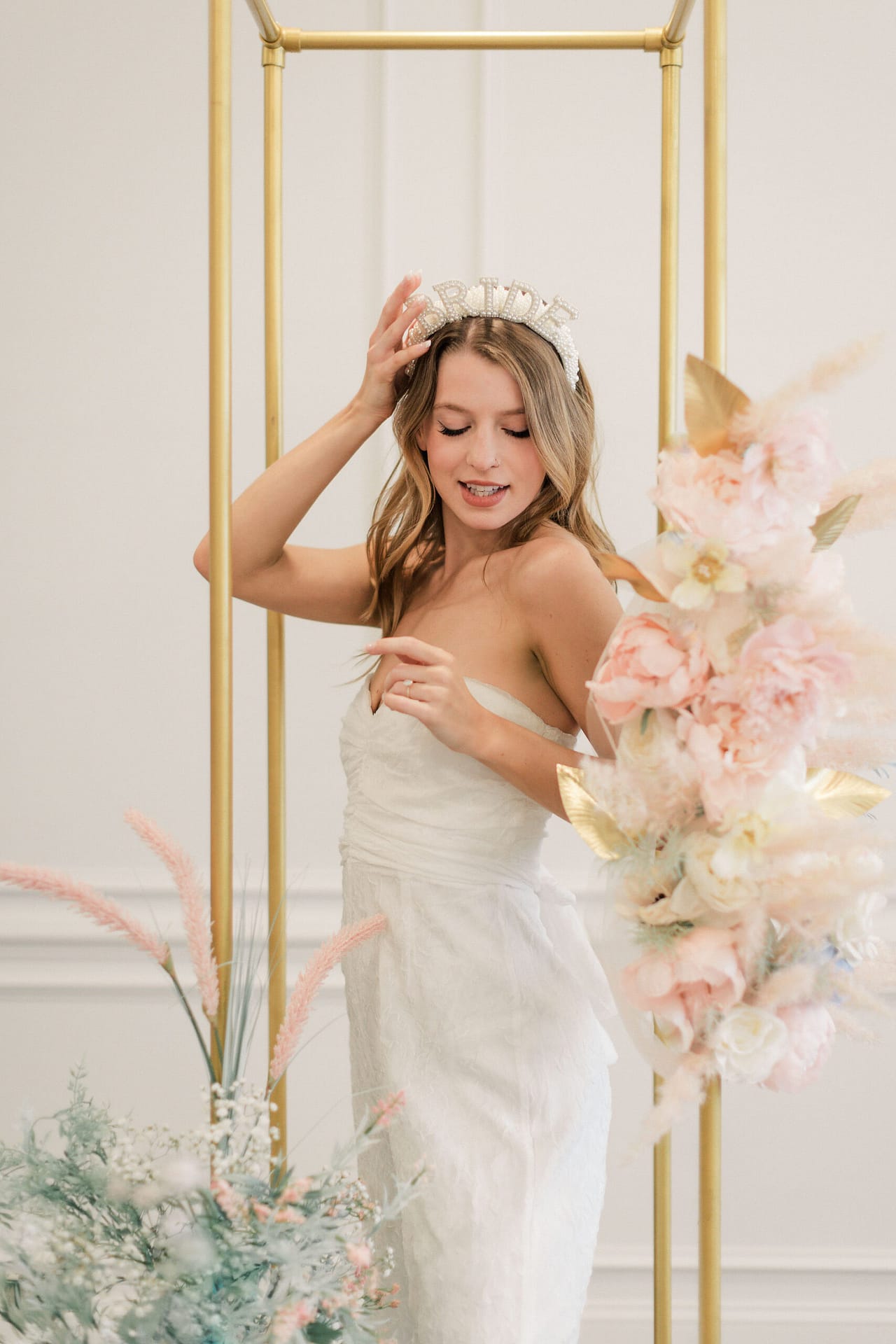 A 'Paper Rings' inspired pastel bridal studio session 