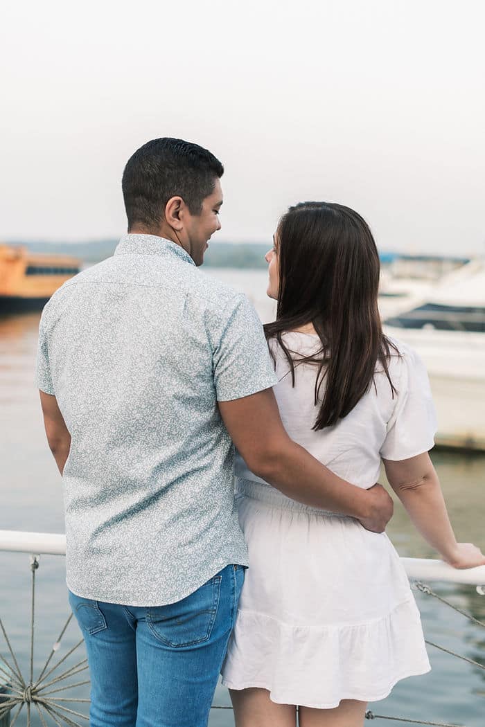 Old Town Alexandria engagement photos at the pier