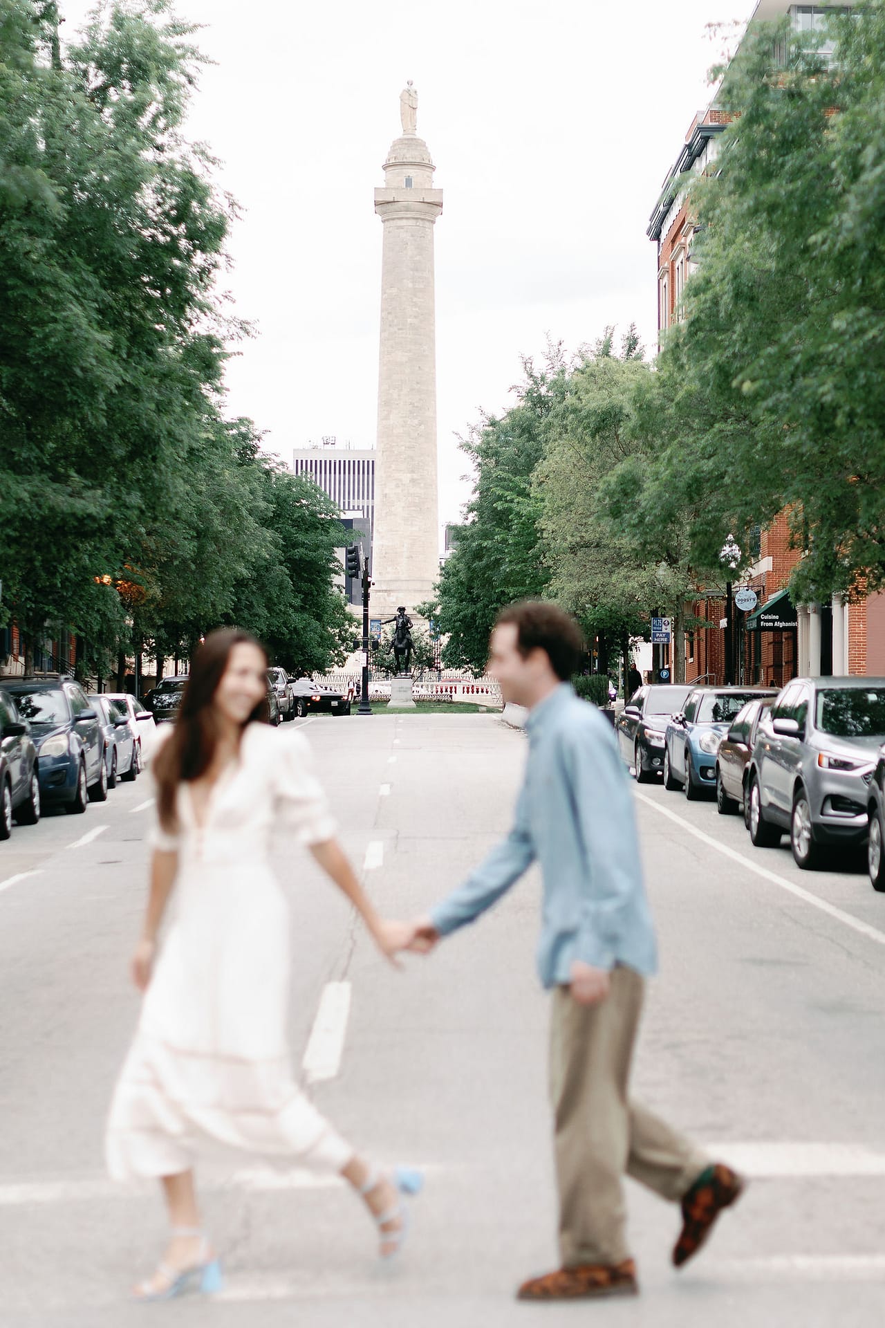 Mt Vernon Baltimore Engagement Photos at the Washington Monument