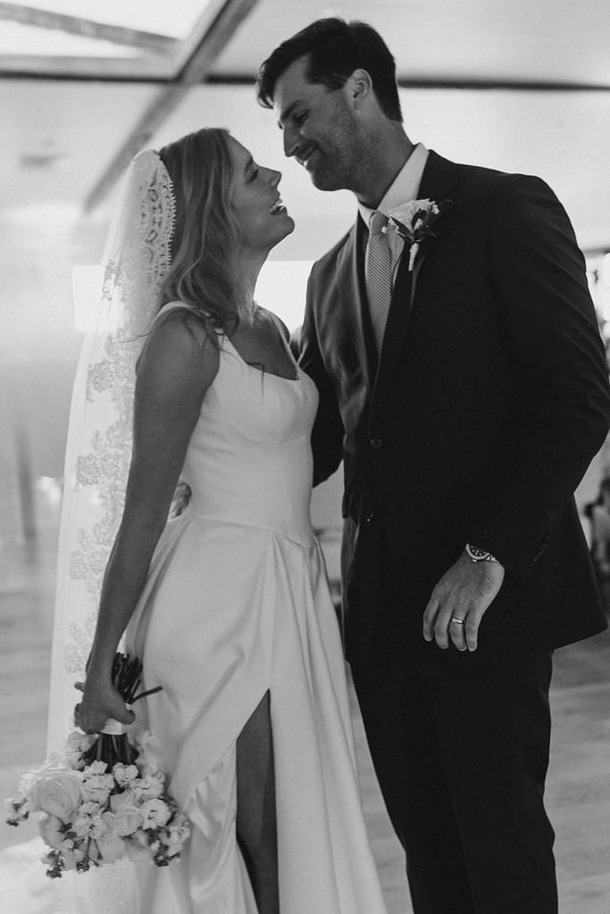 Bride and groom sharing a quiet moment after vows at The Dunes Club, Atlantic Beach, NC.